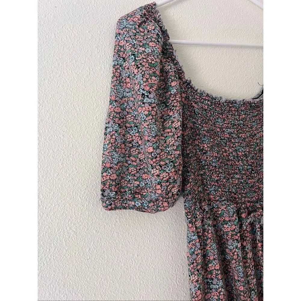 Wild Fable micro floral puff-sleeve midi dress size XXL Girls